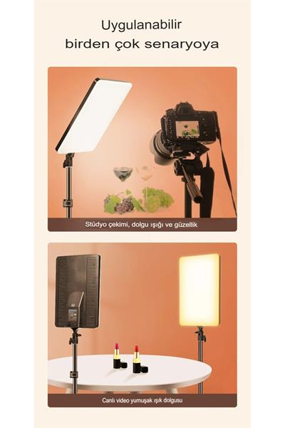 19 Inç Led Video Işık Kiti Studio Pograph Light Kamera Lambası Dimmabable Tripodlu Panel Işık