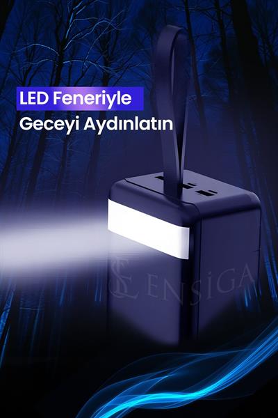 22.5 W Hızlı Şarj Gerçek PD 30.000 mAh Garantili Led Fener Dijital Siyah Taşınabilir Powerbank