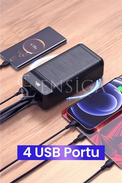 22.5 W Hızlı Şarj Gerçek PD 30.000 mAh Garantili Led Fener Dijital Siyah Taşınabilir Powerbank