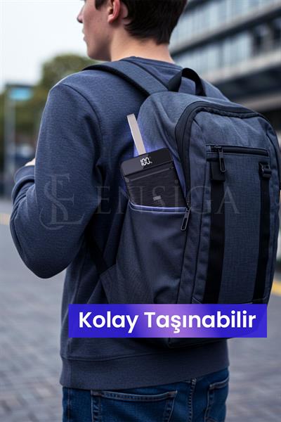 22.5 W Hızlı Şarj Gerçek PD 30.000 mAh Garantili Led Fener Dijital Siyah Taşınabilir Powerbank