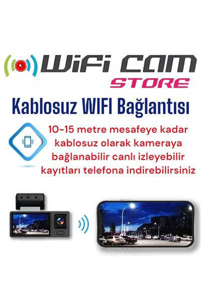 3 Kameralı Wifili Ekranlı Araç Kamerası