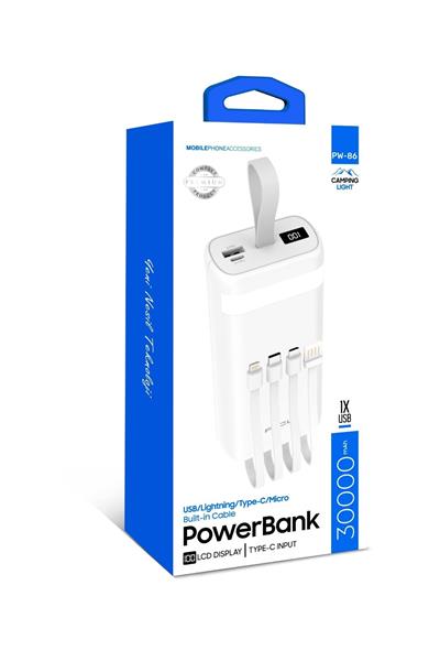 30.000mah Normal Powerbank Led Ekran Göstergeli Işıklı Batarya Şarj Aleti