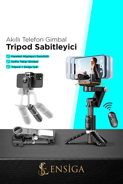 360° Hareket Algılayıcı Sensörlü Akıllı Çekim Selfie Takip Gimbal Telefon Tutucu Vlog Tripod Işık