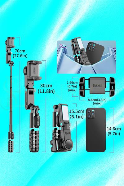 360° Hareket Algılayıcı Sensörlü Akıllı Çekim Selfie Takip Gimbal Telefon Tutucu Vlog Tripod Işık