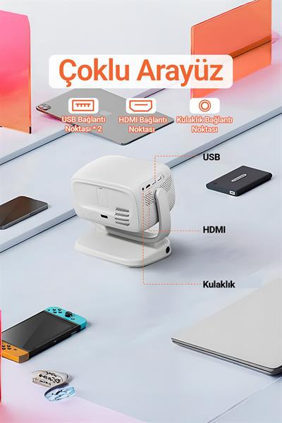 4K 5G WiFi 1080P 6500 lümen projektör ile akıllı taşınabilir Android yüksek çözünürlük