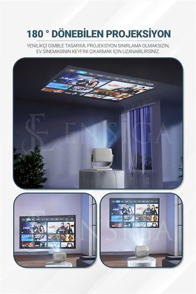4K 5G WiFi 1080P 6500 lümen projektör ile akıllı taşınabilir Android yüksek çözünürlük