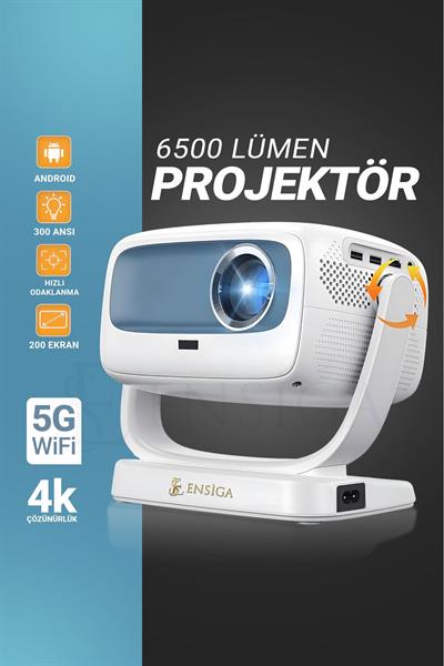 4K 5G WiFi 1080P 6500 lümen projektör ile akıllı taşınabilir Android yüksek çözünürlük