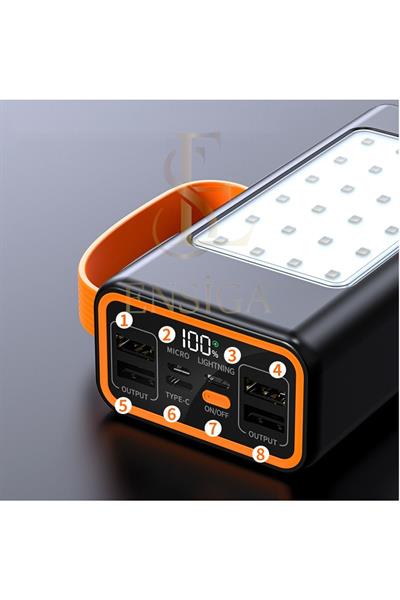 50.000mah Hızlı Şarj Powerbank Led Ekran Göstergeli Işıklı Batarya Şarj Aleti