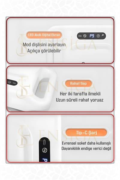 6 Toplu LCD Ekranlı Profesyonel Kafa Masaj Tabancası Akıllı Çip, Uzun Pil Ömrü Sessiz Motor Şarjlı