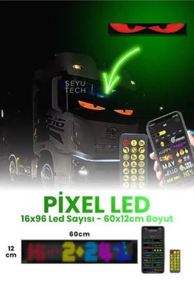 64 CM Led Panel Yazı Yazan Telefon Kontrollü Led Ekran Kamyon Otobüs iş Yeri Araba Cam Duvar