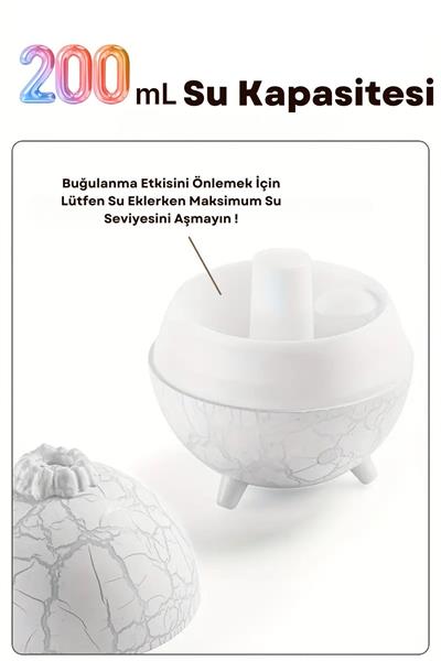 7 renk Aromaterapi Uçucu Yağ Difüzörü, Ultrasonik Alev Volkan Nemlendirici