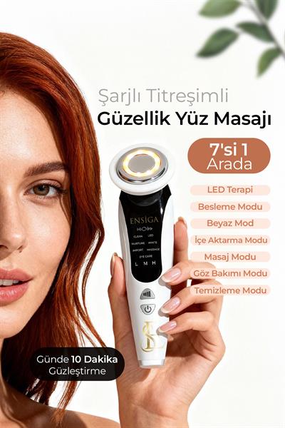 7si 1 Arada Yüz ve Boyun Güzellik Cihazı - Titreşimli Şarj Edilebilir 4 Mod ve 3 Yoğunluk Seviyesi