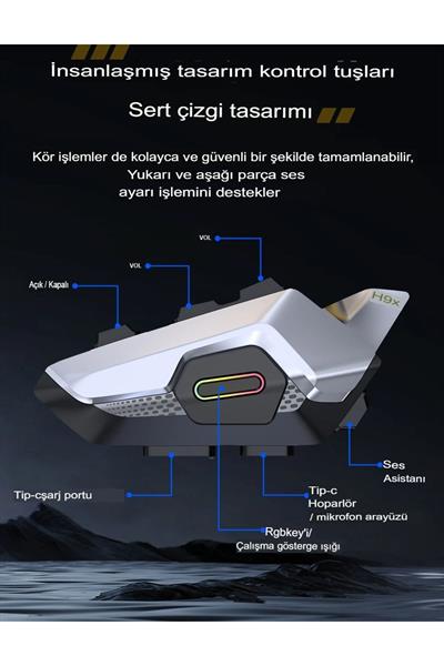 8 Intercoom Bağlantılı 2024 Yeni Nesil 2.000mt Waterproof Fm Radyolu Kask Intercom Kulaklık