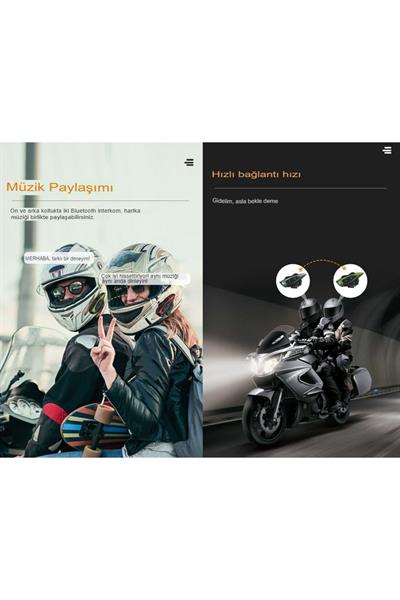 8 Kişi Bağlantılı Radyolu Waterproof Motosiklet Kask Intercom 5.1Bluetooth 2.000Mt Intercoom