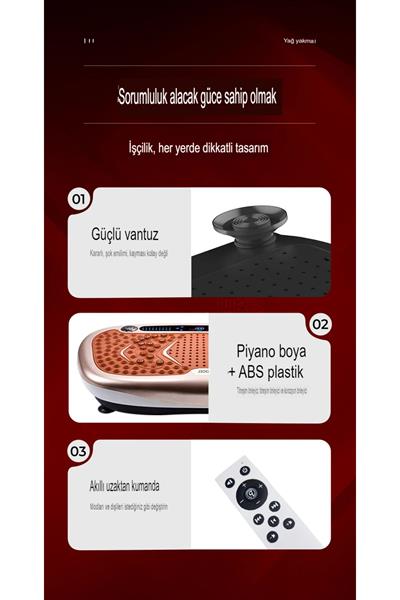 A Plus Titreşim Egzersiz Zayıflama Plakası Kumandalı 3D Tüm Vucut Fıtness Aleti Bluetooth Müzikli