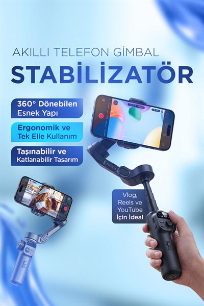 Akıllı Telefon Gimbal Sabitleyici 3 Eksenli Bluetooth Vlog Video Stabilizatör