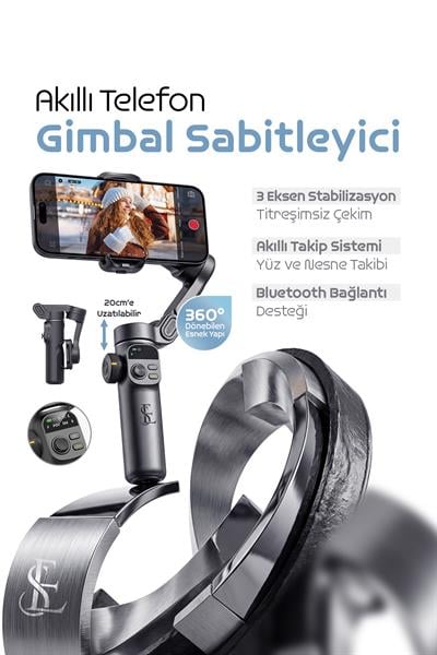 Akıllı Telefon Gimbal Sabitleyici 3 Eksenli Bluetooth Vlog Video Stabilizatör