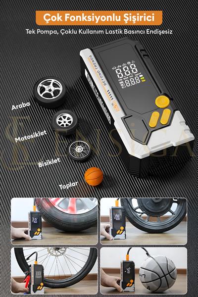 Akü Jump Starter Takviye Cihazlı Lastik Hava Pompası