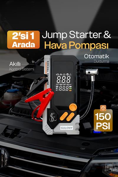 Akü Jump Starter Takviye Cihazlı Lastik Hava Pompası