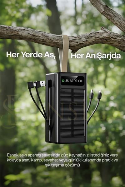 Ape Solar 50.000 Mah Güneş Enerjili Led Işıklı Powerbank Şarj Aleti 2x Usb Çıkışlı Mikro Type-C