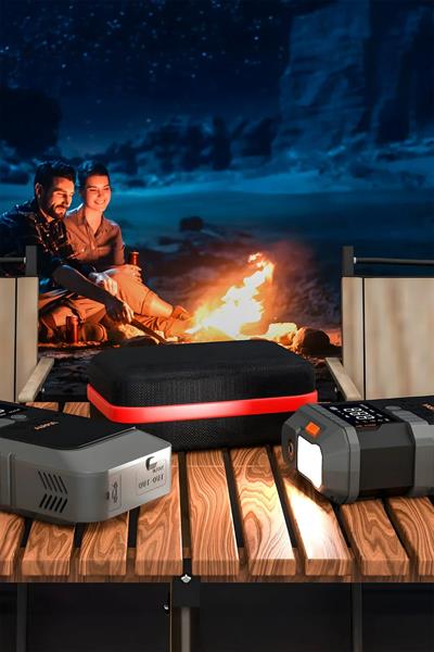 Araç Akü Şarj Takviyeli Işıklı 12.000mAh Hava Kompresörü Akü Takviye Cihazı 4ü 1 Arada