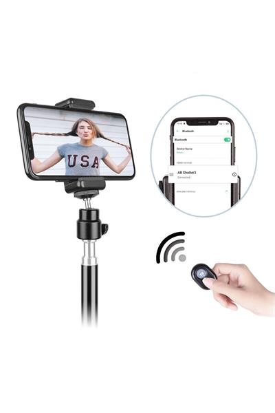 Bluetoot Kumandalı Tripod 2.1 Mt 360 Döner Başlıklı Telefon Tutucu Ring Light Stüdyo Lamba Ayağı