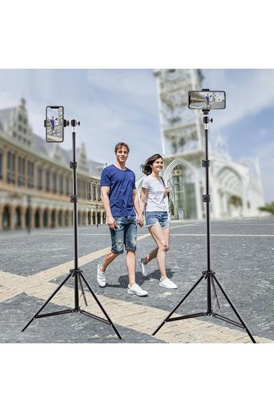 Bluetoot Kumandalı Tripod 2.1 Mt 360 Döner Başlıklı Telefon Tutucu Ring Light Stüdyo Lamba Ayağı