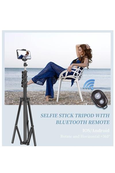 Bluetoot Kumandalı Tripod 2.1 Mt 360 Döner Başlıklı Telefon Tutucu Ring Light Stüdyo Lamba Ayağı