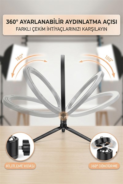 Bluetooth Kumandalı Masa Ayaklı 10 Inç Led Ring Lıght Influencer Youtuber Tiktok Makyaj Işığı