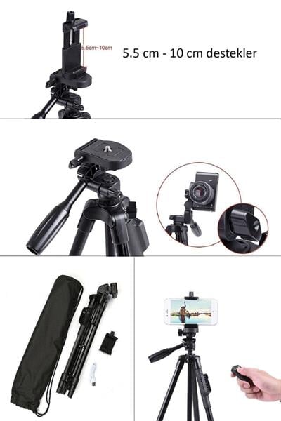 Bluetooth Kumandalı Ring Light Youtuber Tiktok Led Işıklı Tripod Selfie 10 Inç Halka 128cm