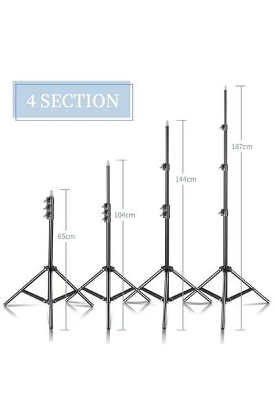 Bluetooth Kumandalı Tripod 2.1 Mt 360 Döner Başlıklı Telefon Tutucu Ring Light Stüdyo Lamba Ayağı