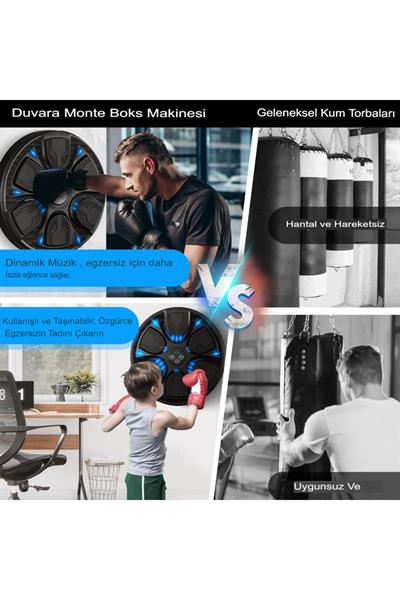 Boks Standı Akıllı Müzikli Boks Makinesi Eldivenli Yetişkin Çocuk Egzersiz Boks Spor Ekipmanı