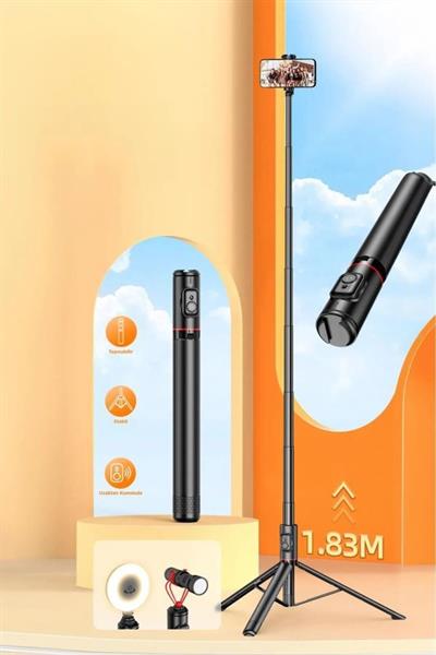 C10 Çok Amaçlı Tripod Kumandalı Selfie Çubuğu Siyah