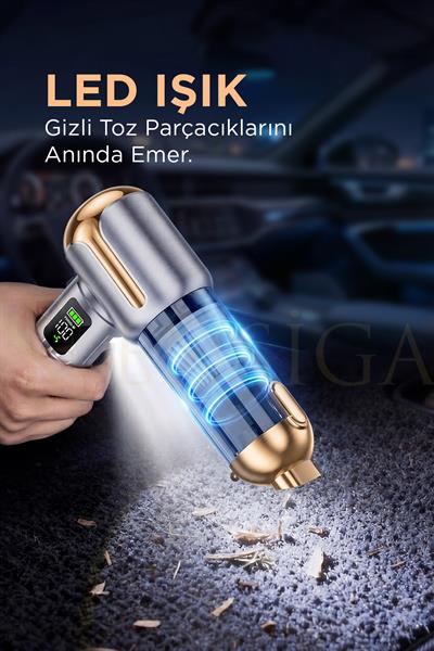 Çantalı LCD Ekran Göstergeli 20.000pa Kablosuz Dikey Süpürge Güçlü Üfleme Çekme Şarjlı Süpürge