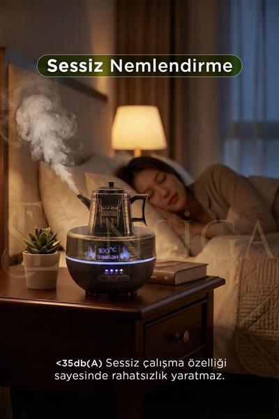 Çaydanlık Şekilli Ultrasonik Aroma Difüzör Uçucu Yağ Konabilir Bronz
