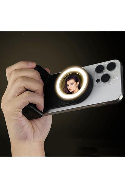 Deklanşör Düğmeli Manyetik Telefon Selfie Dolgu Işıklı Akıllı Telefon Çekim Tutacağı