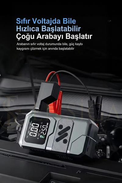 Dijital Ekranlı Taşınabilir Hava Kompresörü Çok Amaçlı Şarjlı Pompa LED Ekran 12000 mah