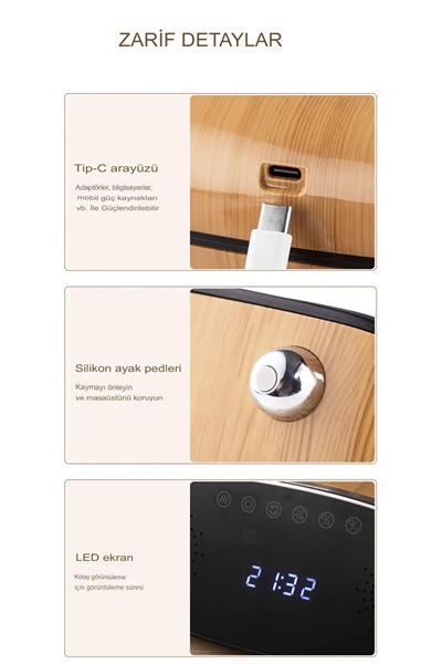 Dijital Saat Göstergeli Bluetooth Speaker RGB Modlu Hava Nemlendiricisi500ml Kapasiteli  Uyumlu
