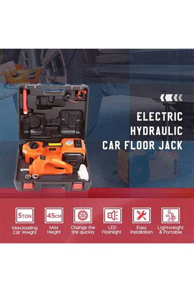 Elektrikli Araba Kriko Kiti 5 Ton 12v Hidrolik Kriko Seti
