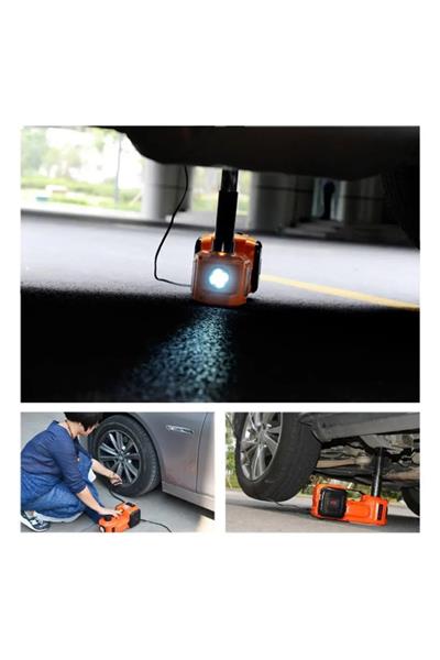 Elektrikli Araç Krikosu Seti 12V Hava Kompresörü Lastik Şişirme LED Fener 3’ü 1 Arada