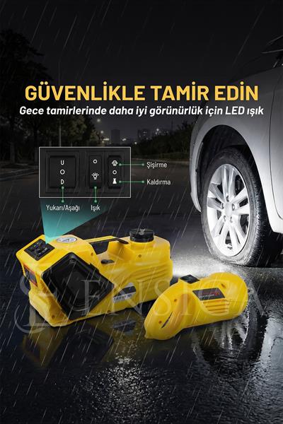Elektrikli Araç Krikosu Seti 5 Ton Kaldırma Bijon Sökme Kompresör Fenerli Araç Tamir Kiti