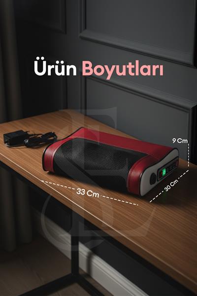Elektrikli Masaj Yastığı Isıtmalı Yoğurmalı Kademeli Boyun Bel Sırt Araç Çakmaklıklı Adaptörlü