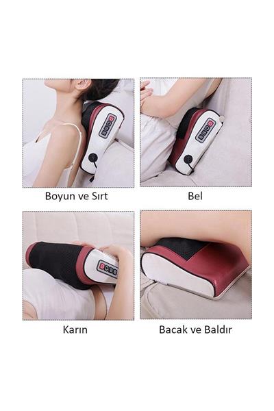 Elektrikli Masaj Yastığı Isıtmalı Yoğurmalı Kademeli Boyun Bel Sırt Bacak Araç Çakmaklık Adaptörlü