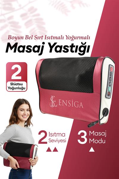 Elektrikli Masaj Yastığı Isıtmalı Yoğurmalı Kademeli Boyun Bel Sırt Araç Çakmaklıklı Adaptörlü