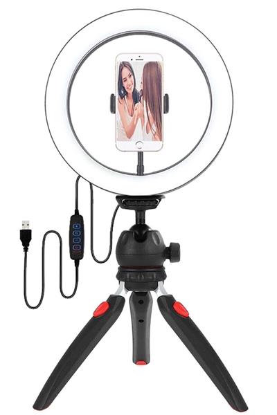 Ensiga Masa Üstü Işık Ring Light 10 Inç Led Mini Masa Tripodlu Video Stüdyo Makyaj Işığı