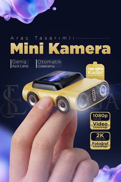 Fenerli Mini Araç Tasarımlı Kamera Video Kayıt Gece Işığı LCD Ekran Mini Kayıt Cihazı Anahtarlık