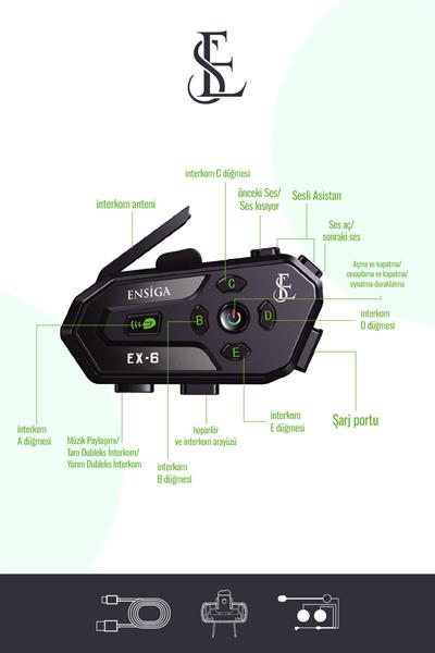 Grup intercoom 6 Kişi Bağlantılı 2 Kişi Konuşmalı İntercoom motorcu Kask Kulaklık
