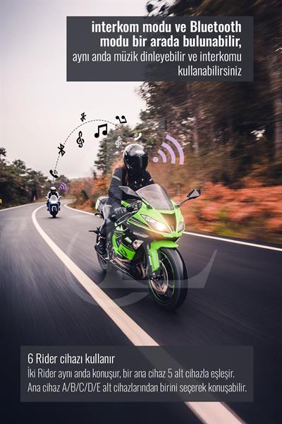 Grup intercoom 6 Kişi Bağlantılı 2 Kişi Konuşmalı İntercoom motorcu Kask Kulaklık