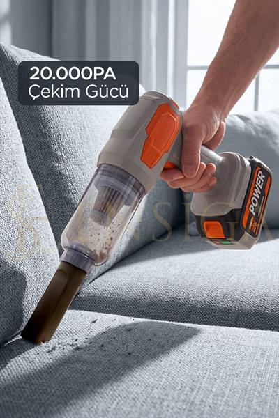 Güçlü Vakumlu ve Üflemeli Araç İçi Süpürge 20.000pA |120W güç -10.000mah+15.000mah pil