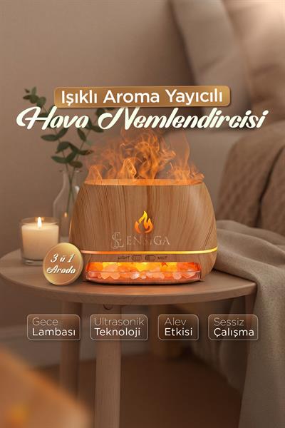 Hava Nemlendirici Tuz Lambalı Tuz Hediyeli Humidifier 200 ml Salt Lamp Ultrasonik Gece Lambası